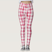 Meisjesachtig roze witte ruit Leggings (Voorkant)