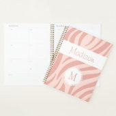Meisjesachtig roze zebra dierprint trendy monogram planner (Display)
