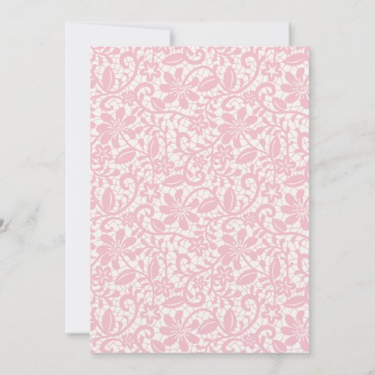 Meisjesachtig schrift Roze bloemen kant strik Verj Kaart (Achterkant)