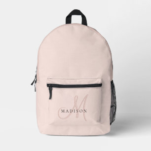 Meisjesachtig stijlvol roze schaduw monogram bedrukte rugzak