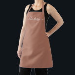 Meisjesachtig stoffig roze aangepast script naam m schort<br><div class="desc">Persoonlijk stoffig roze aangepast modern script naam tekst monogram effen effen kleur meisjesachtig stijlvol elegant chic stoffig roze en witte tekst keuken Schort. Pas aan,  personaliseer het met naam,  citaat,  frase of tekst. Geweldig voor koks,  chefs,  pottenbakken,  keramiek,  ambachten,  werk,  keuken,  bakken,  bbq,  grill,  enz</div>