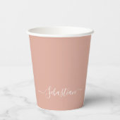 Meisjesachtig stoffig roze aangepaste script naam  papieren bekers (Achterkant)