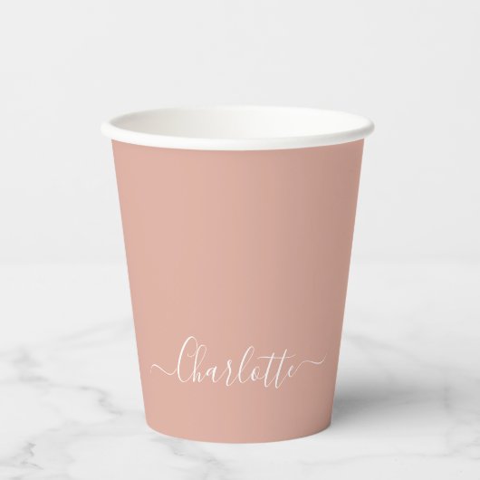 Meisjesachtig stoffig roze aangepaste script naam  papieren bekers (Voorkant)