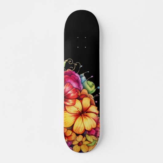 Meisjesachtig tropisch bloem skateboard (Voorkant)