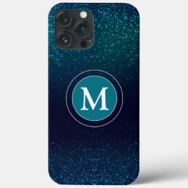 Meisjesachtig turquoise glitterspare glans monogra Case-Mate iPhone case
