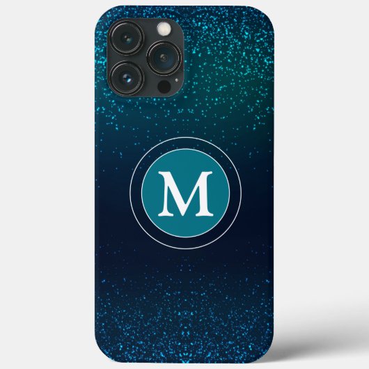 Meisjesachtig turquoise glitterspare glans monogra Case-Mate iPhone case (Achterkant)