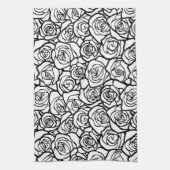 Meisjesachtig vintage zwarte en witte rozen theedoek (Verticaal)