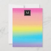 Meisjesachtig Waterverf Regenboog Monogram Kindere Notitiekaartje (Voorkant)