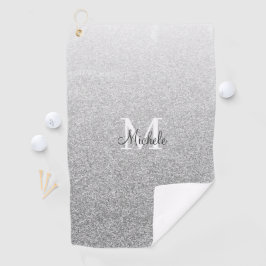 Meisjesachtig zilver glitter monogram schrift golfhanddoek