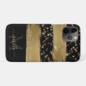 Meisjesachtig zwart goud glitter script monogram Case-Mate iPhone case (Achterkant (horizontaal))