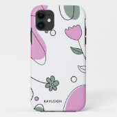 Meisjesachtige abstracte botanische tekening en vo Case-Mate iPhone case (Achterkant)