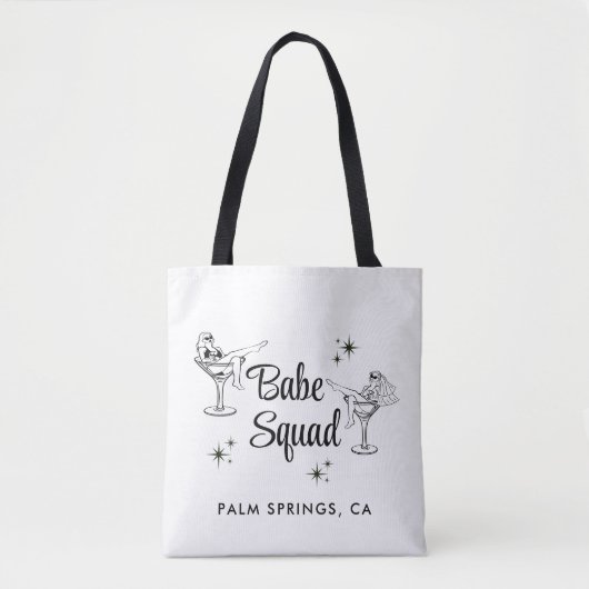 Meisjesachtige Babe Squad Witte Bachelorette-feest Tote Bag (Voorkant)