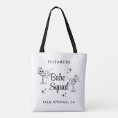 Meisjesachtige Babe Squad Witte Bachelorette-feest Tote Bag (Achterkant)