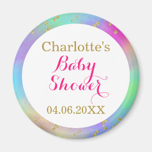 Meisjesachtige babyshower Kleurrijke eenhoorn goud Magneet