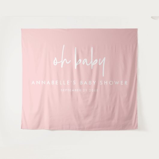 Meisjesachtige babyshower roze moderne unieke typo wandkleed (Voorkant (horizontaal))