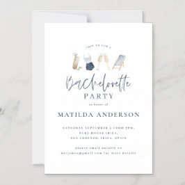 Meisjesachtige blauwe drankjes vrijgezellenweekend magnetische uitnodiging