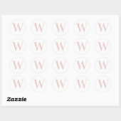 Meisjesachtige Bleke Roze Gouden Glitter Monogram Ronde Sticker (Vel)