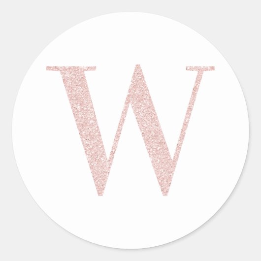 Meisjesachtige Bleke Roze Gouden Glitter Monogram Ronde Sticker (Voorkant)