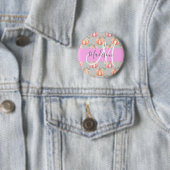 Meisjesachtige bloemige grijze roze perzik pompoen ronde button 5,7 cm (In situ)