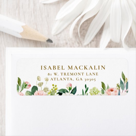 Meisjesachtige Blos Roze Landelijke Bloem Boerderi Etiket (Insitu)