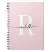 Meisjesachtige Blos Roze Moderne Script Monogram N Notitieboek (Voorkant)