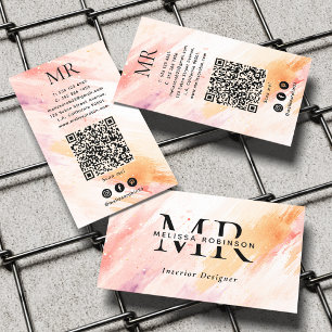 Meisjesachtige Blozende Aquarel Strepen Monogram & Visitekaartje