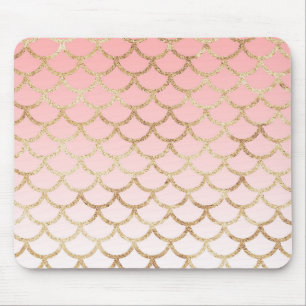 Meisjesachtige Blush Roze en Gouden Zeemeermin Gli Muismat