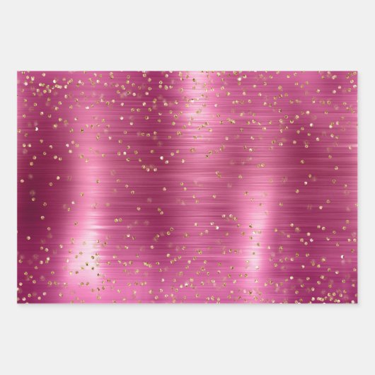 Meisjesachtige Blush Roze Glam Gouden Glitter Conf Inpakpapier Vel (Voorkant 3)
