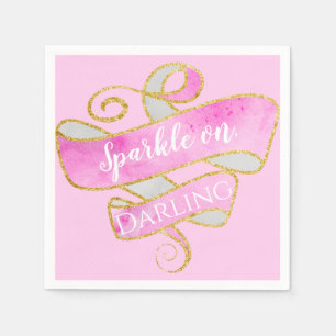 Meisjesachtige Blush Roze Goud Glitter Fonkel Aan, Servet