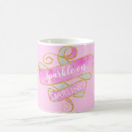 Meisjesachtige Blush Roze Goud Glitters Glans Aan, Koffiemok