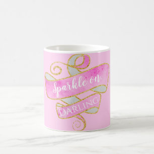 Meisjesachtige Blush Roze Goud Glitters Glans Aan, Koffiemok