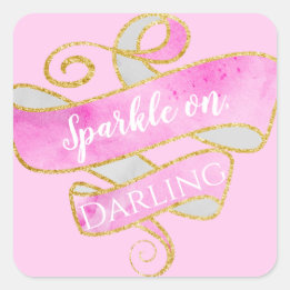 Meisjesachtige Blush Roze Gouden Glitters Glans Aa Vierkante Sticker
