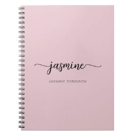 Meisjesachtige Blush Roze Moderne Script Monogram Notitieboek