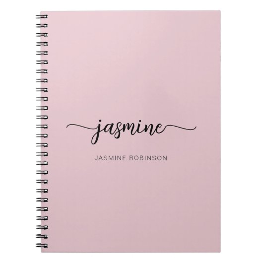 Meisjesachtige Blush Roze Moderne Script Monogram  Notitieboek (Voorkant)