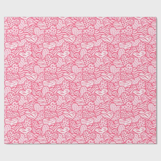 Meisjesachtige Blush Roze Speelse Dierenprint Hart Cadeaupapier (Vlak)