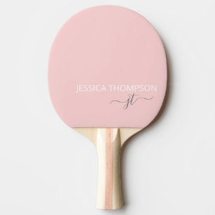 Meisjesachtige Blush Roze Stijlvolle Moderne Monog Tafeltennisbatje