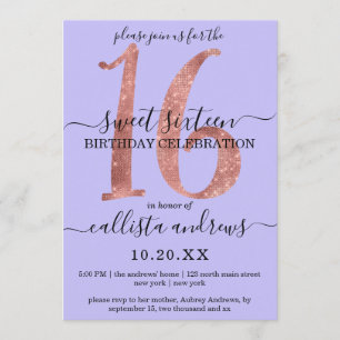 Meisjesachtige Chic Nep Roze Gouden Glitter Paarse Kaart