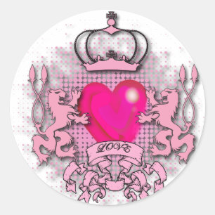 meisjesachtige chique hot roze jubileum monarchie ronde sticker