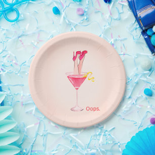 Meisjesachtige Cocktail Humor Illustratie, Meidena Papieren Bordje