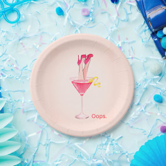 Meisjesachtige Cocktail Humor Illustratie, Meidena Papieren Bordje