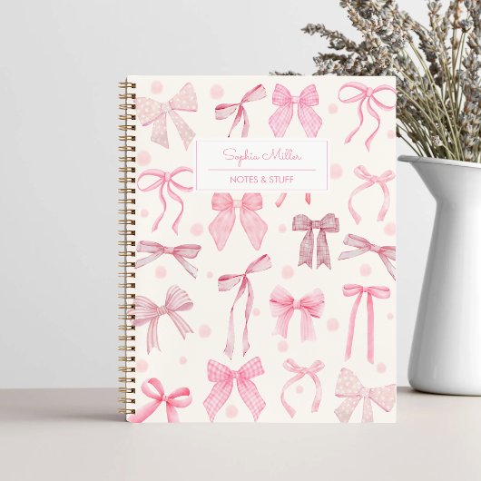 Meisjesachtige Coquette Esthetische Roze Strik Aan Notitieboek