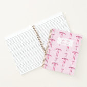 Meisjesachtige Coquette Roze Strik Monogram Naam Notitieboek (Binnen)