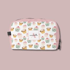 Meisjesachtige Cupcake-monogram cosmetisch Toilettasje