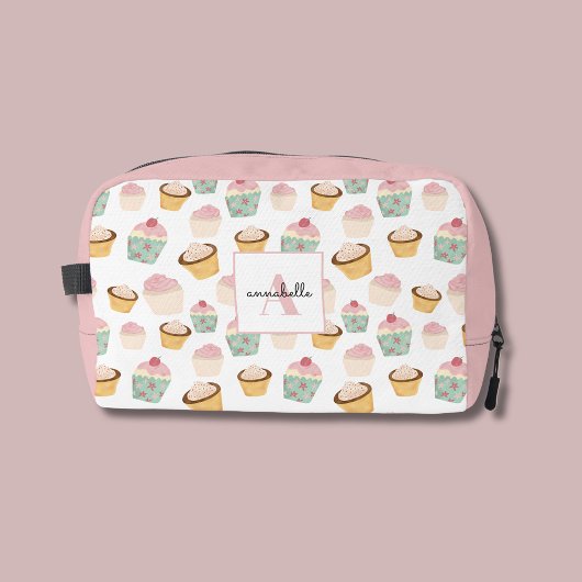 Meisjesachtige Cupcake-monogram cosmetisch Toilettasje