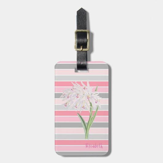 Meisjesachtige Cute Bloem, Strepen Bagagelabel (Voorkant verticaal)
