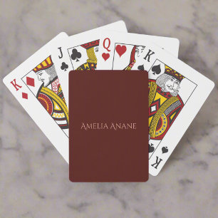 Meisjesachtige donkerrode en blush roze script naa pokerkaarten