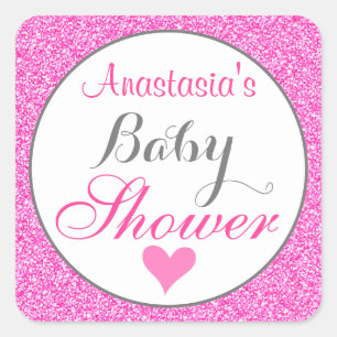 Meisjesachtige en glamoureuze prinses roze glitter vierkante sticker