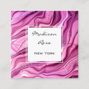 Meisjesachtige en trendy roze en paarse inkt blauw vierkante visitekaartje