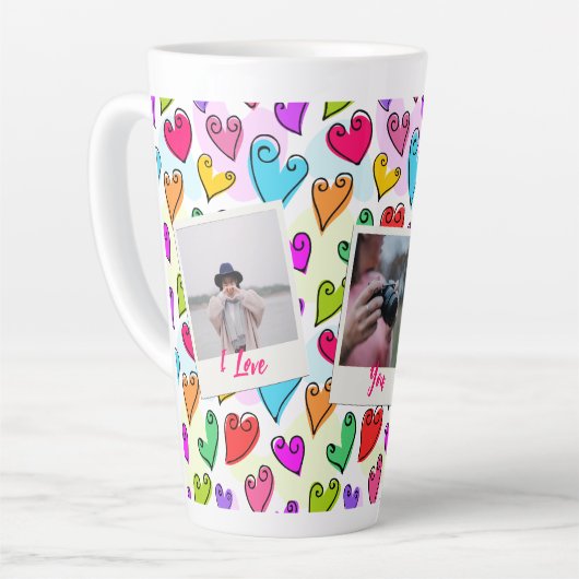 Meisjesachtige Felhartige Hartjes Cute Romantische Latte Mok (Linkerhoek)