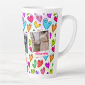 Meisjesachtige Felhartige Hartjes Cute Romantische Latte Mok (Rechts)